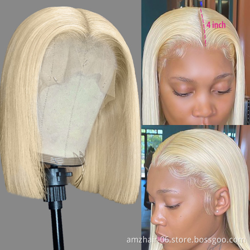 Selling Straight Short Blonde Gold Neon 613 Pink Blue Grey Red Color Bob Wig Raw Virgin Lace Human Hair Front Wig Ombre Colored